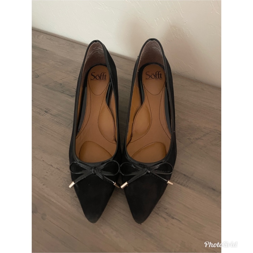 Sofft Suede Leather Black Wedges Size 9.5